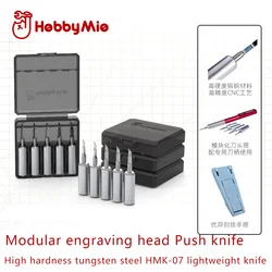 HOBBY MIO Modular Engraving Head Push Knife High Hardness Tungsten Steel HMK-07 Lightweight Knife  Military Model Tools