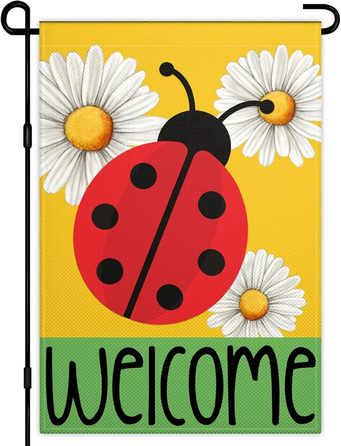 Ladybug Garden Flags for Outside 1218 Inch Double Sided Spring Summer Flowers Garden Flag with Daisy Welcome Garden Flags f SSL