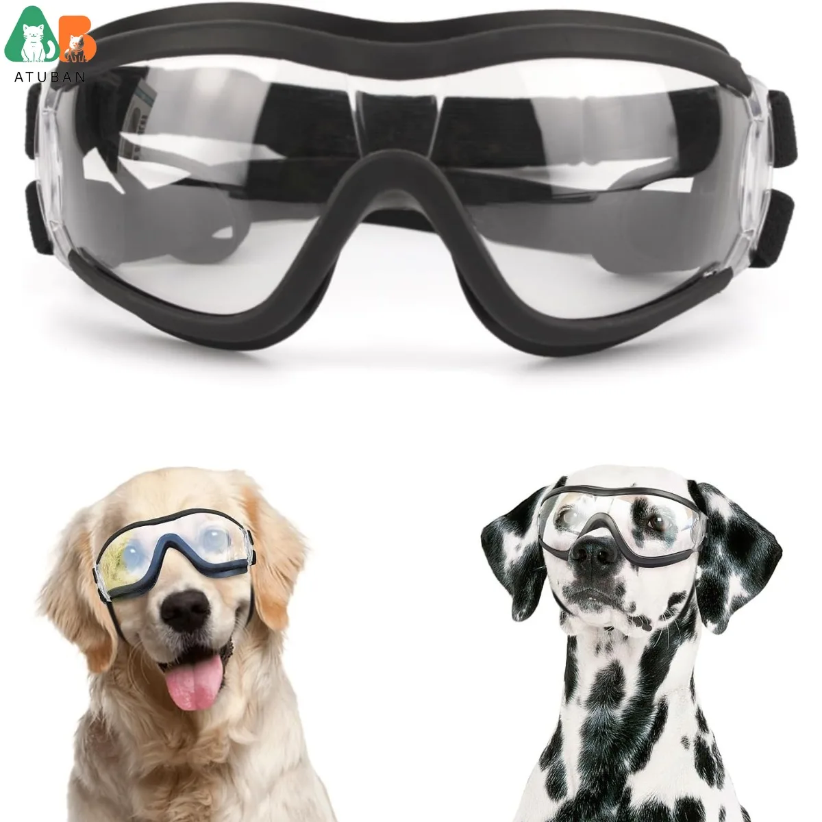 ATUBAN Gafas para perros de razas grandes, gafas de sol con protección UV para protección ocular de perros al aire libre, antivaho, antipolvo, a prueba de viento y nieve