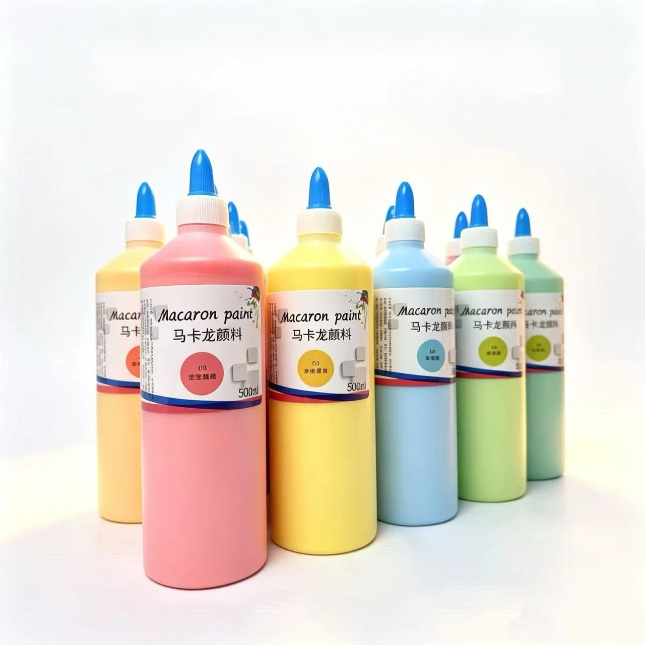 500ml Big Bottle Macaron Series Acrylic Paint DIY Craft Pigment for Hand-Painting Gypsum Doll Graffiti