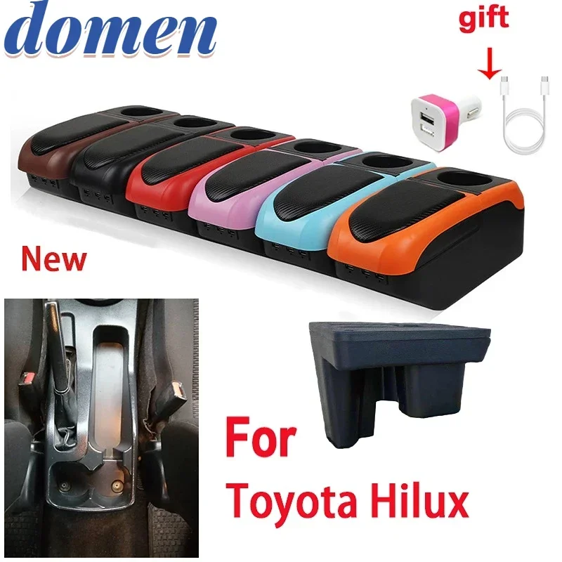 For Toyota Hilux Armrest For Toyota Hilux Storage box Parts special Retrofit Car Armrest Center Storage box USB cup holder