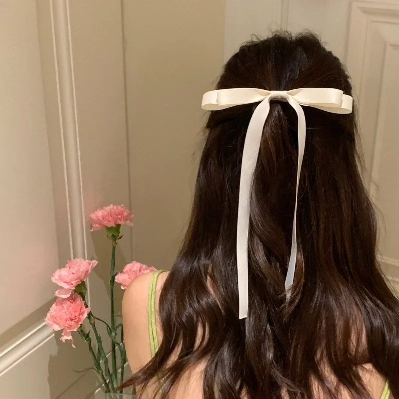 Neue farbige Satinband-Haarspangen, unverzichtbar für geflochtene Haarschleifen für Mädchen, modische lange Quasten-Haarspangen für Damen, Accessoires – Detail 6