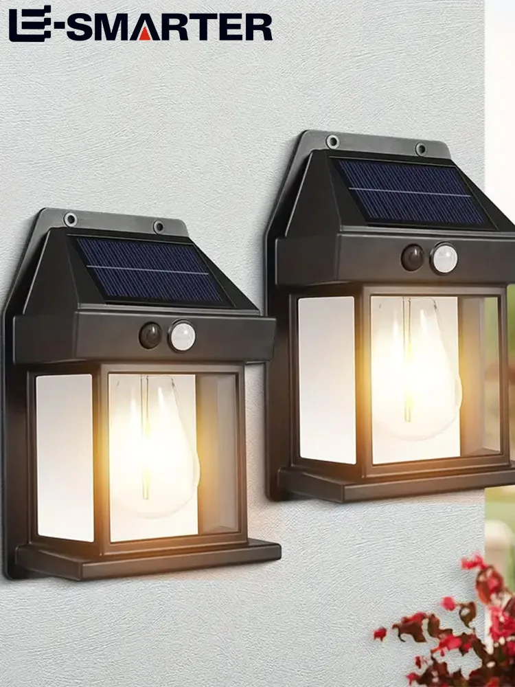 LED-wandlamp op zonne-energie Buiten bewegingssensorlicht met 3-modi Waterdicht voor terras Dek Veranda Schuur Garage Veiligheidsverlichting Lamp - afbeelding 2