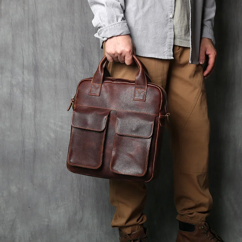 NZPJ Neue Retro Leder herren Handtasche Top Schicht Rindsleder Vertikale Einzigen Schulter Umhängetasche Briefträger Aktentasche Computer Tasche – Detail 20