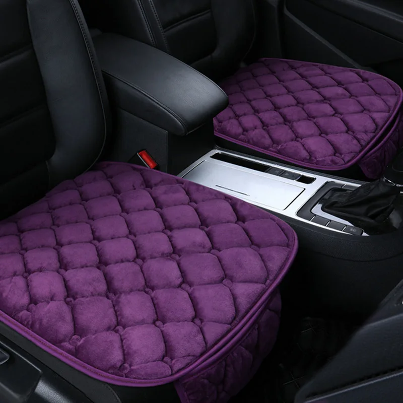 Luxury Car 7pics Cushion Single-piece Fashion Solid Color Plaid Winter Warm Plush Seat Cushion Full Set Of Car Interior Unisex