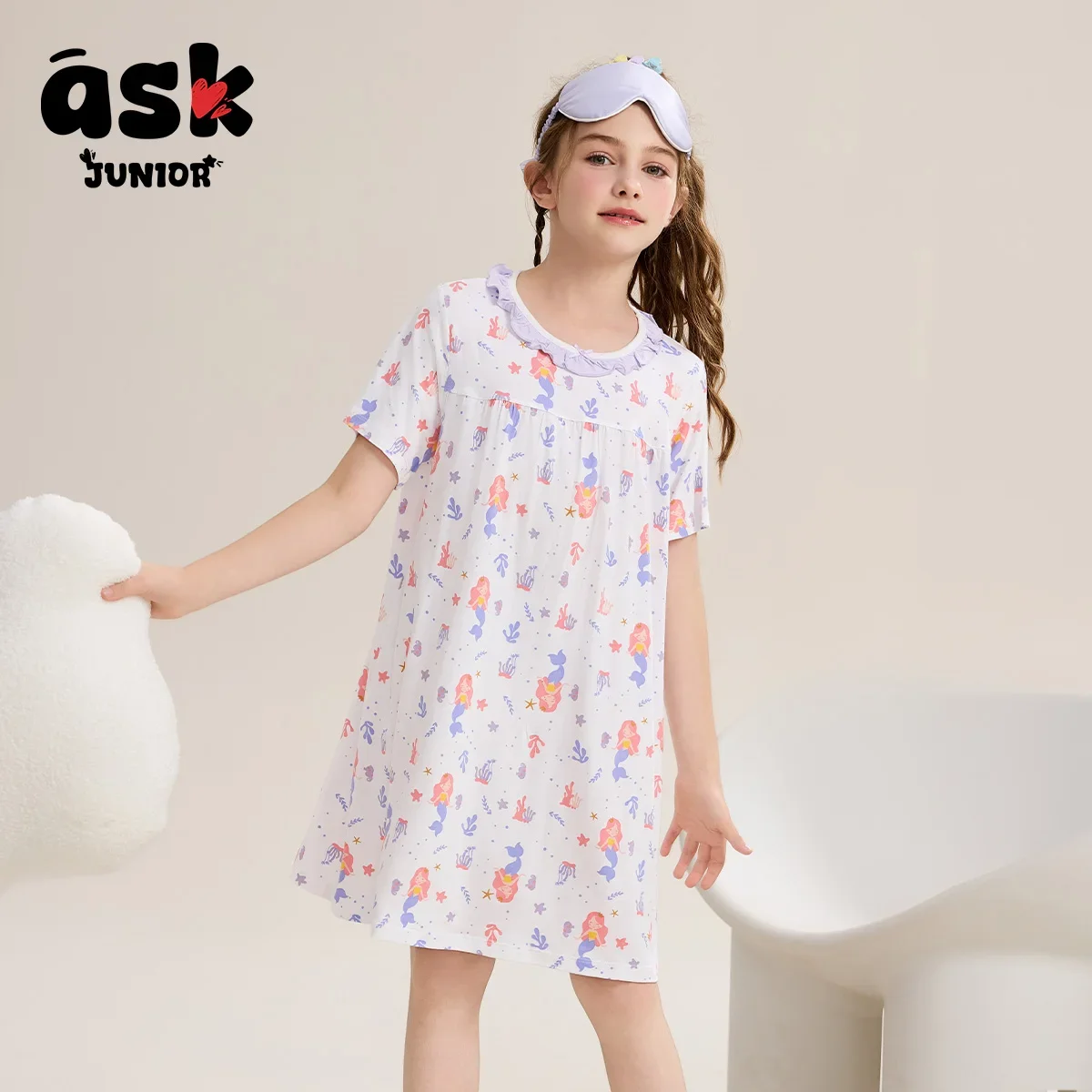 اسأل بيجامات الأطفال الصغار ملابس مكيفة الصيف رقيقة تنفس طباعة كاملة ثوب النوم الفتيات فستان مشروط #5