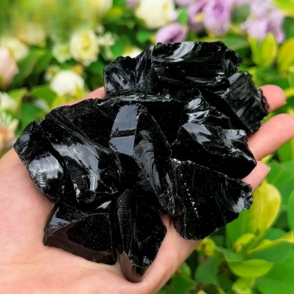 Cristal de obsidiana negra cruda Natural, piedra de obsidiana rugosa, piedra de protección de obsidiana, cristal de alta calidad para meditación y decoración