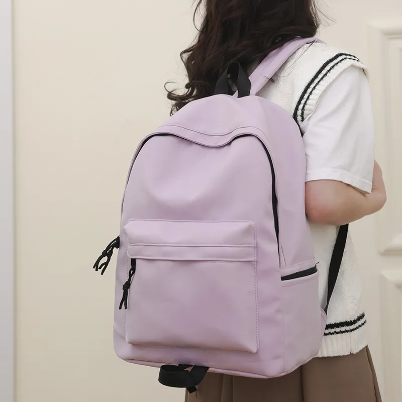 กระเป๋าเป้สะพายหลังกันขโมยสีทึบแบบเรียบง่ายของ ransel anak SMA จุของได้เยอะกระเป๋าเป้สะพายหลังลำล...