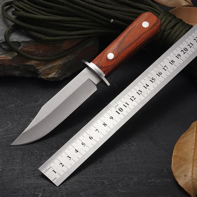 Hot Sale Stainless Steel Fixed Blade Knife Outdoor Straight Knife wood handle Tactical Survival  Hunting Camping Knives EDC Tool