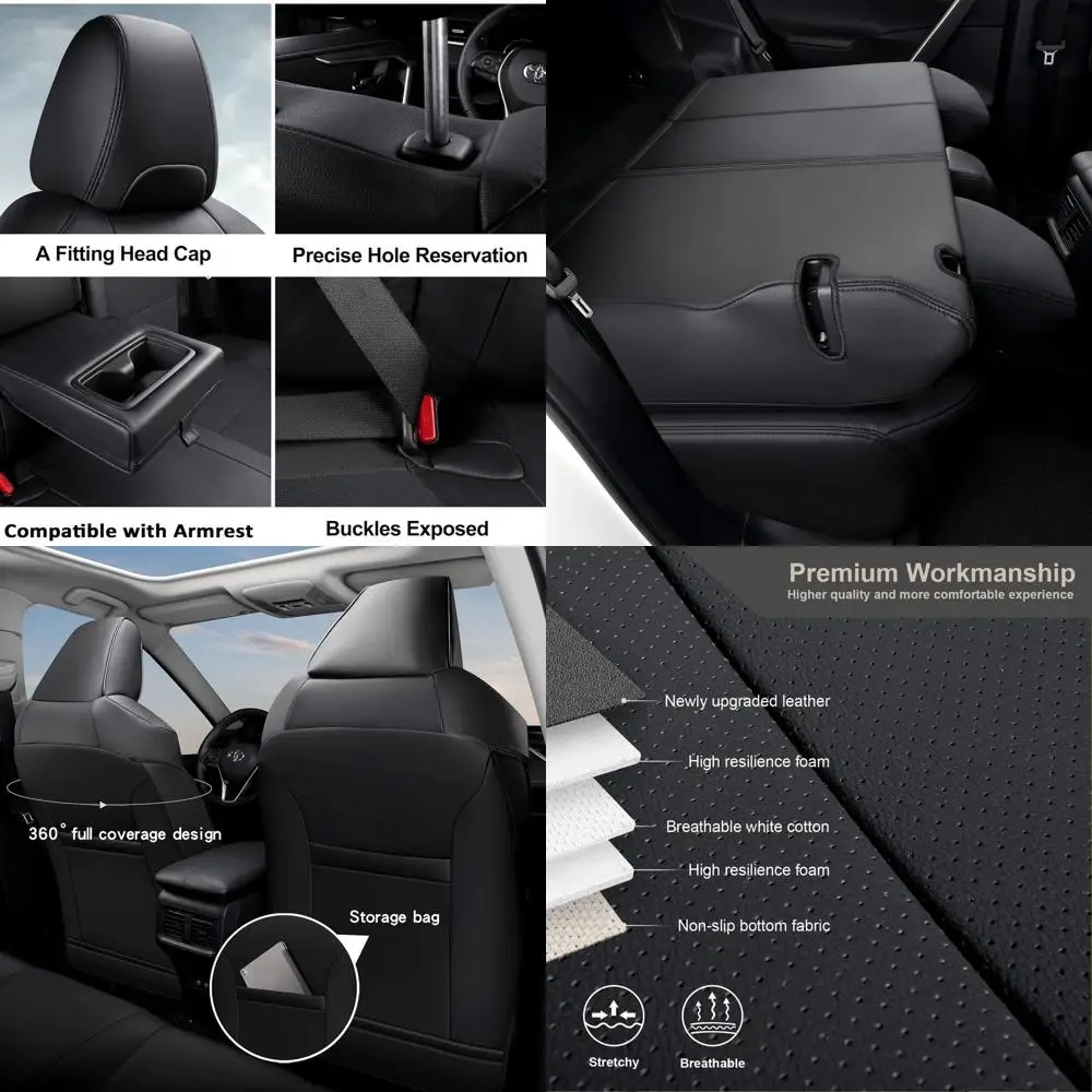 

Полный комплект чехлов на автомобильные сиденья по индивидуальному заказу, подходят для Toyota RAV4 LE, XLE, XLE Premium, Limited, 2019 2020 2021 2022 2023 2024 2025 Faux Le