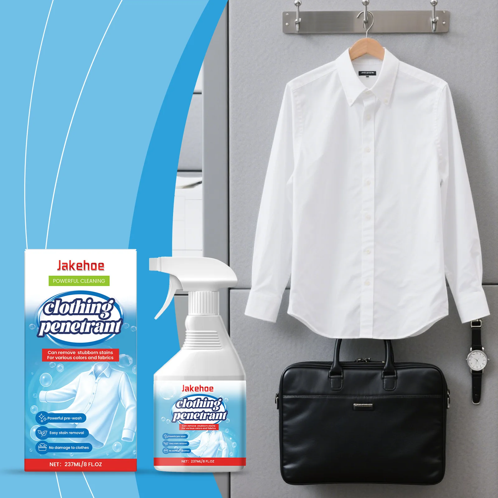 

JAKEHOE Clothing Penetrant Spray - Laundry Stain Remover,Stubborn Stain Pre-Wash,for Collar/Cuff, Machine/Hand Wash, All Fabrics