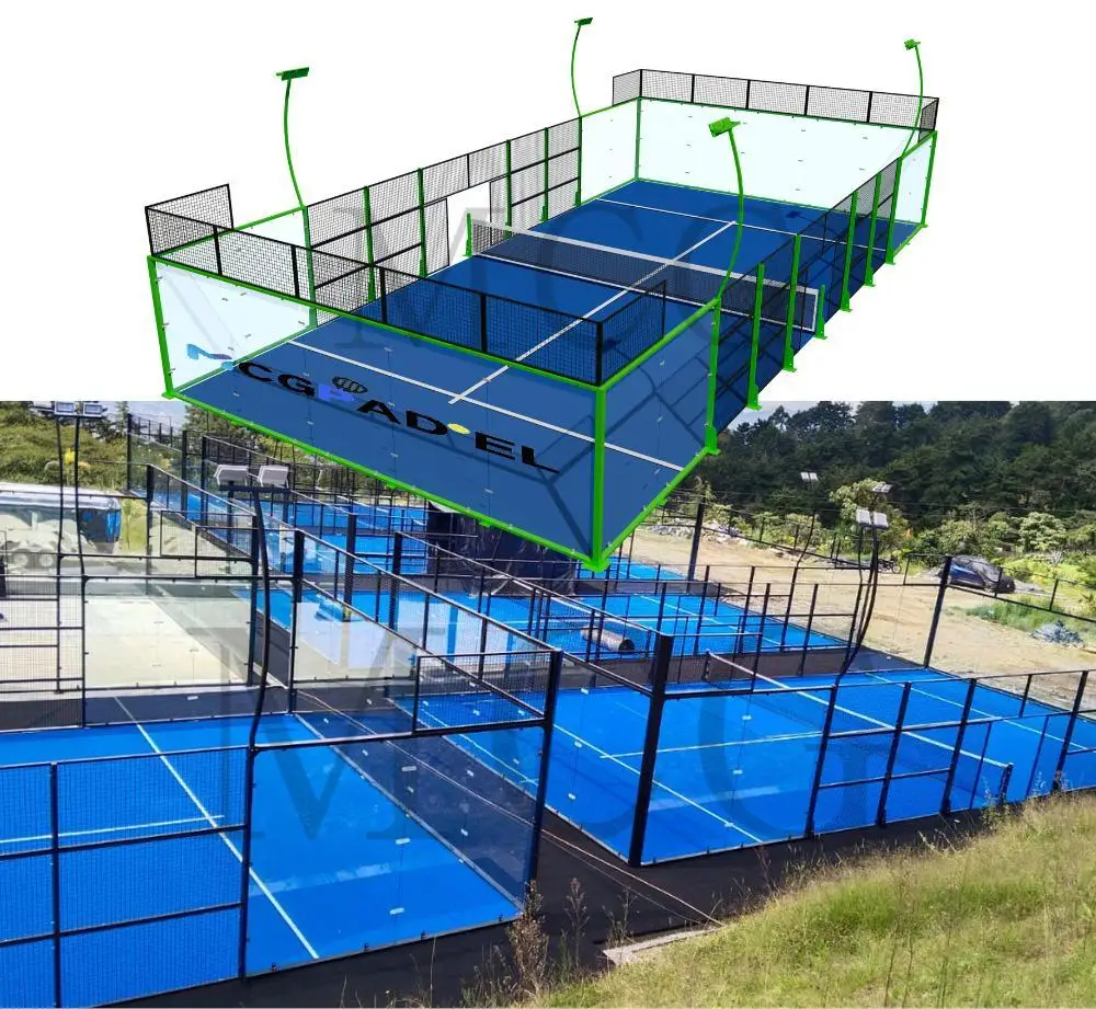 Factory Price Large Frame Padel Outdoor Panoramic Paddle Tennis Court Cost