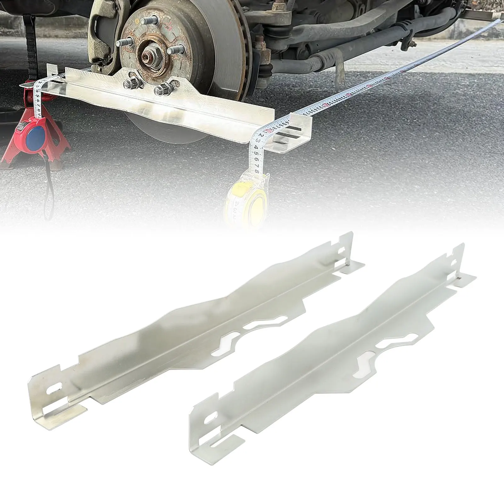 1 par de placas de herramientas de alineación de dedos de coche, placa de herramienta de medición de alineación de ruedas precisa de acero inoxidable con agujeros para colgar