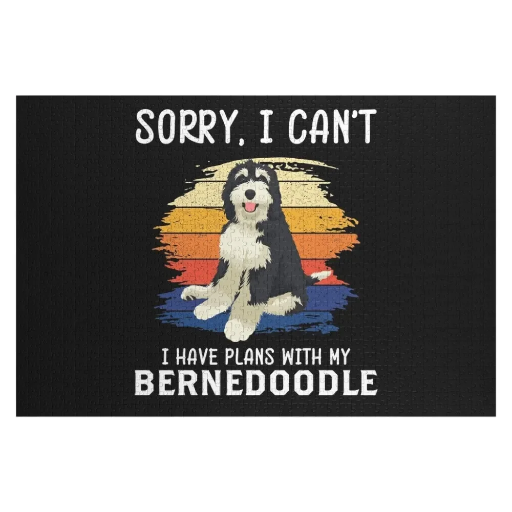 I Have Plans With My Bernedoodle Funny Dog Lover product Jigsaw Puzzle Wood Adults Customizable Gift Puzzle