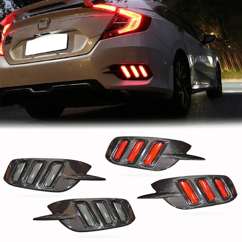 

1 Set LED Reflectors for Car Rear Bumper Taillight Rear Driving Lights Turn Signal Brake Lights Lamp for Honda Civic 2016-2021