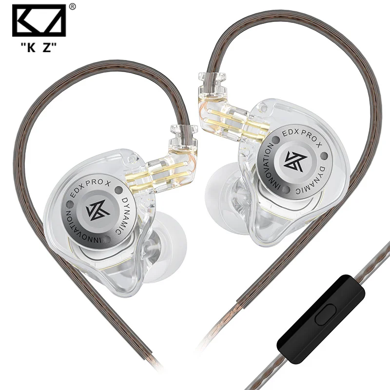 Kz edx pro x iem fones de ouvido unidade dinâmica alta fidelidade graves profundos som earbud esporte música com cancelamento ruído fone com cabo destacável