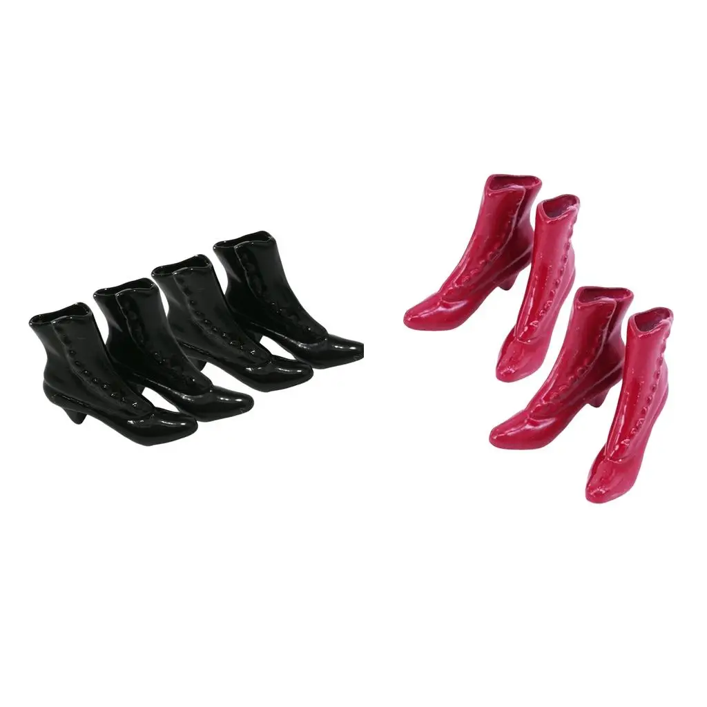 

12inch Doll Boot Clothing PU Leather Doll Shoes High Heel Ankle Boots for Mini Wardrobe Dolls