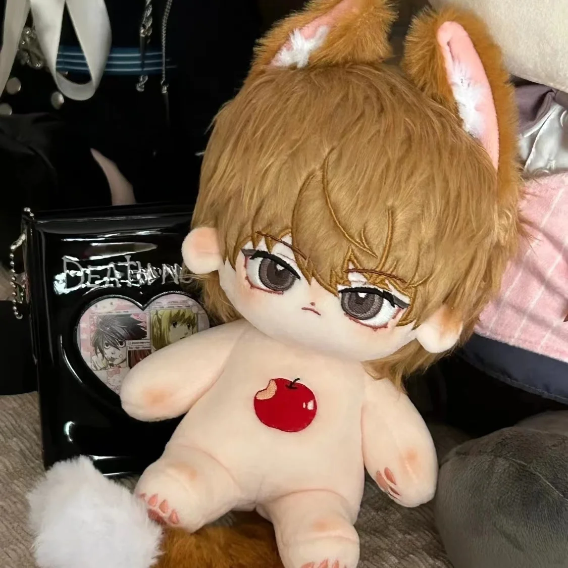 Yagami Light 20cm Cotton Stuffed Doll Toys with Cat Ears Cute Plush Puppet Animation Death Note Kira Gift Dolls for Kids Adults