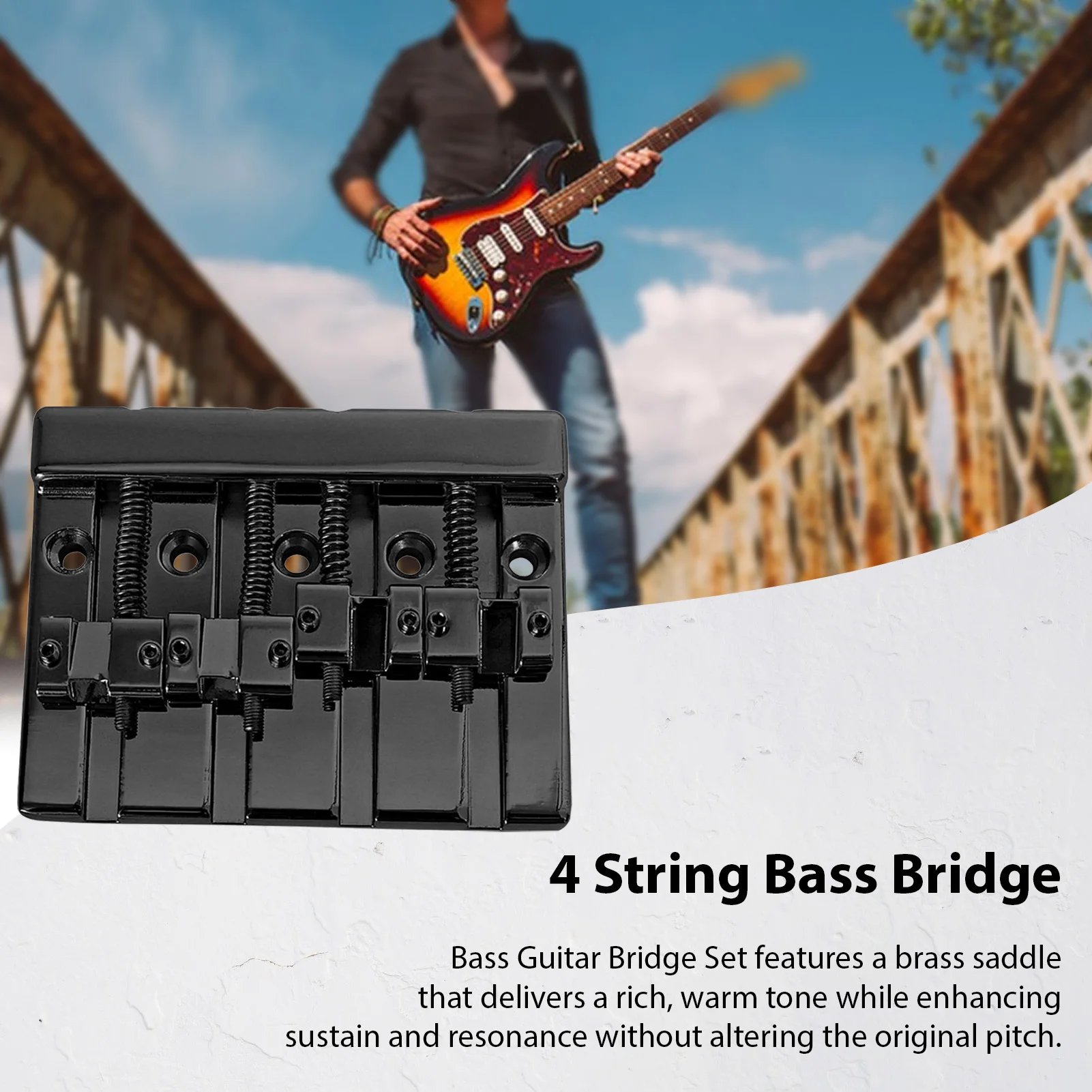 

4-струнный бас-бридж, замена моста для бас-гитары, латунные седла, улучшенная стабильная установка Sustain