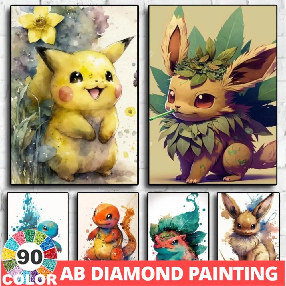 AB Velvet Pocket Monster Anime 5D DIY 90 Colors Diamond Painting Embroidery Cartoon Mosaic Christmas Gift Toy Furniture Decor