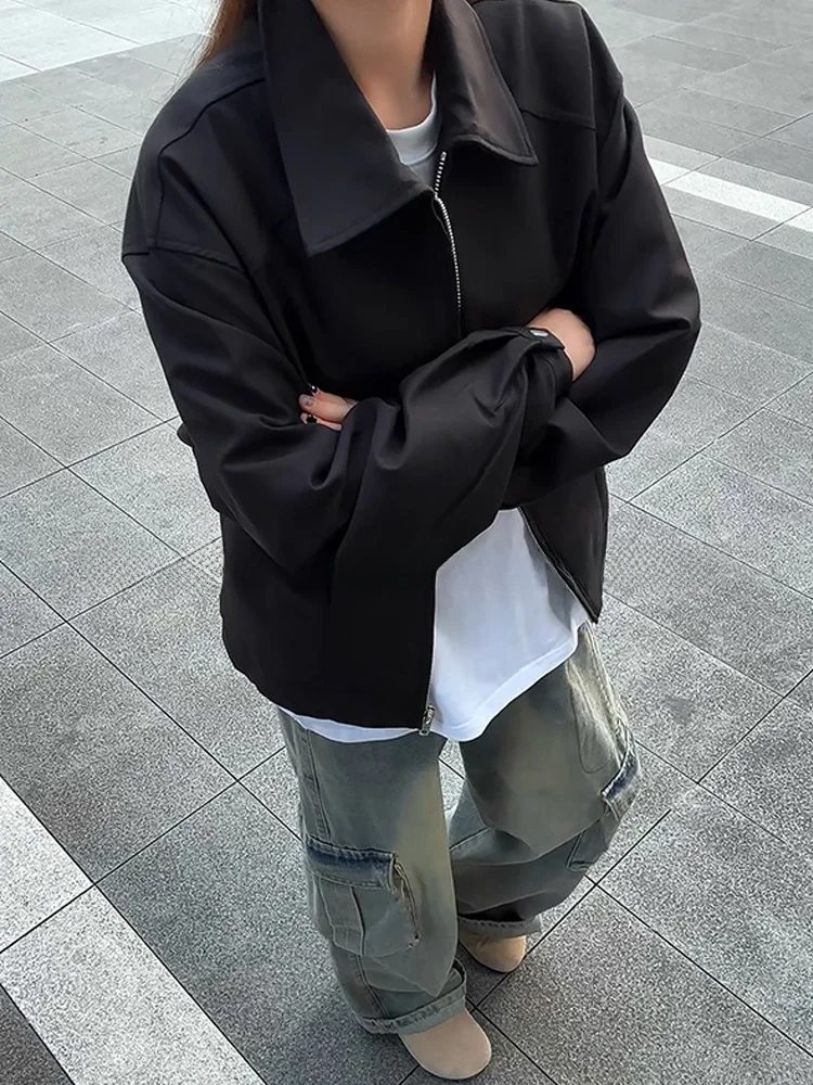 Cleanfit American Sle ort Coat Jaet Men's Faionable Versatile Flip Collar Autumn Outerwear Casual Loose Fit