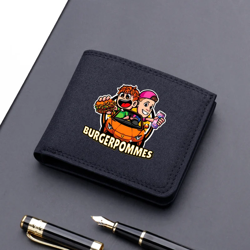 Burgerpommes Icrimax Canvas Wallet Anime Short Folding Purse Cartoon Boys Card Holder Cute Kids Coin Photo Case Birthday Gifts