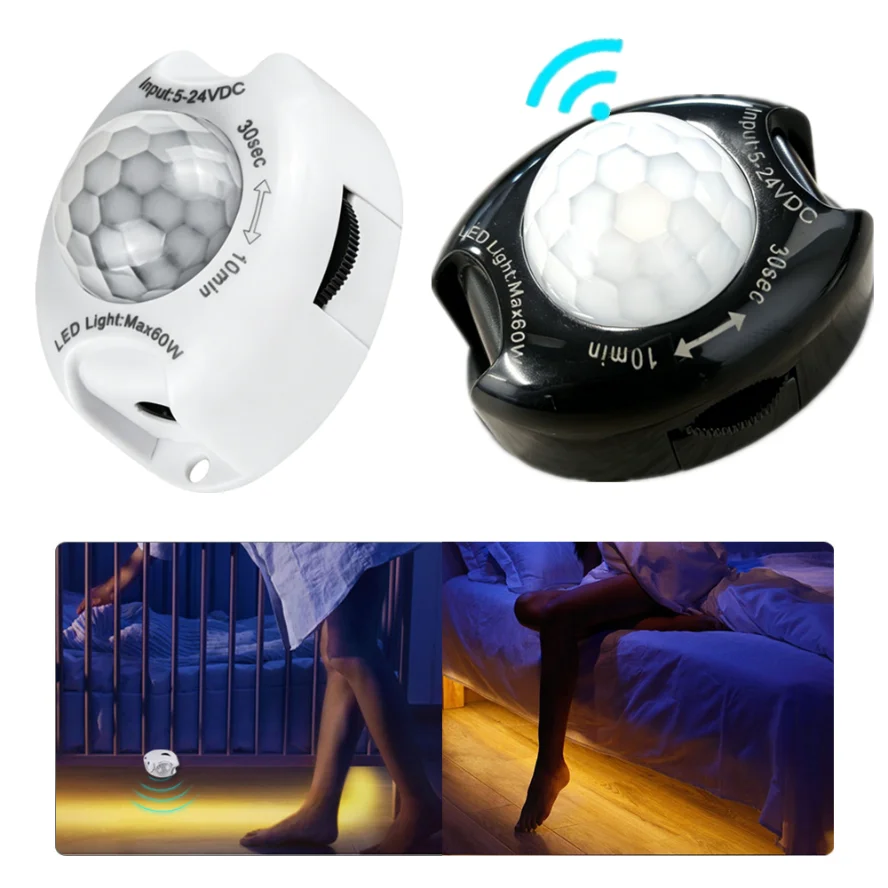 Sensor de Movimiento PIR Altamente Sensible Ajustable de 30s~10min, DC5~24V 3A, Interruptor con Sensor Infrarrojo IR, Retardo de Tiempo para Tira LED
