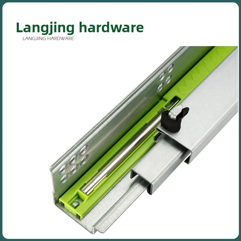 Three-Section Concealed Bottom Mount Drawer Slide Hydraulic Soft Close Zinc-Plated Steel Rail Mm Lengths Office Furniture