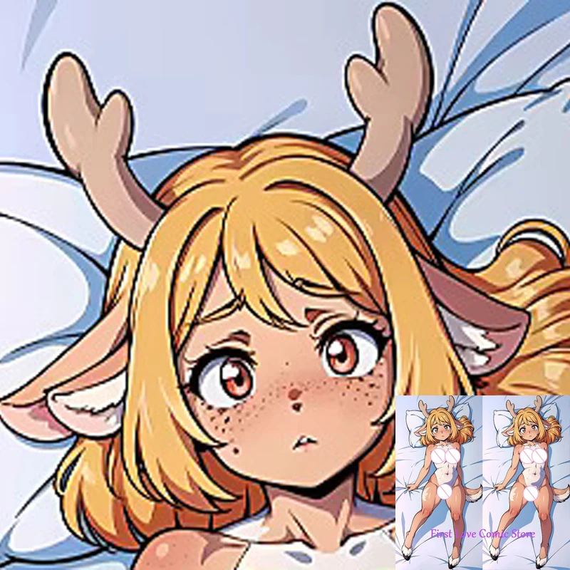 

Anime Deer Young Girl Tits Dakimakura Pillow Case Otaku Waifu Bedding Hugging Body Throw 2-sided Print Pillow Cover