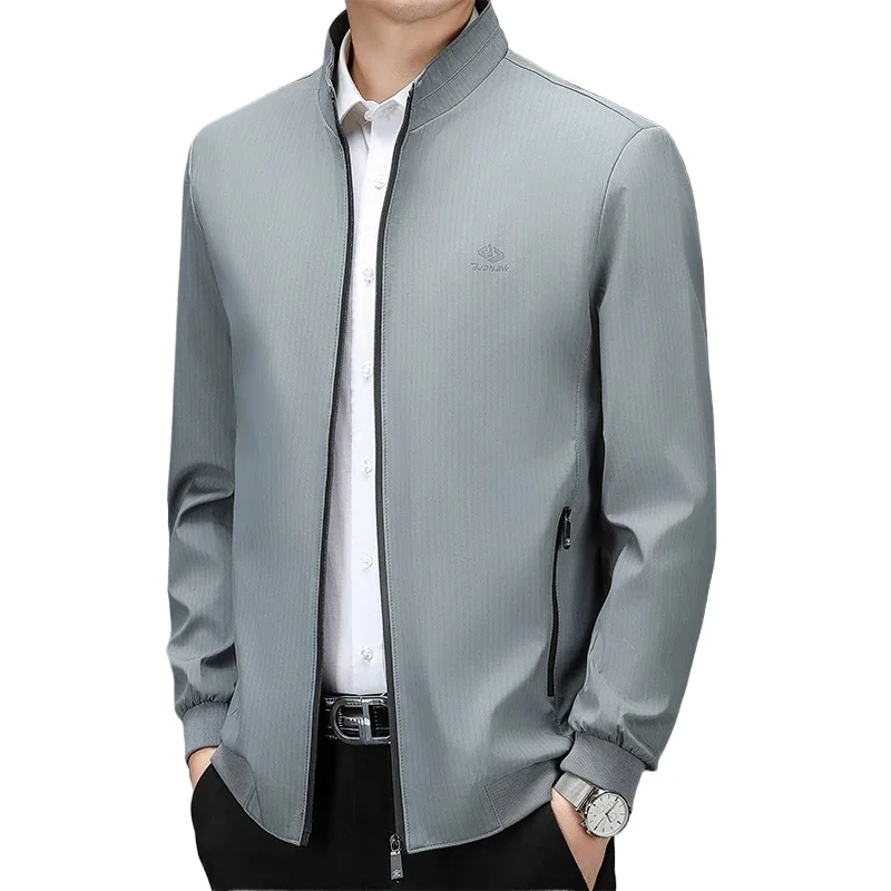 

Brand Jackets Men Spring Autumn Fashion Stand Collar Mans Jacket Business Casual Solid Color Jacket for Male Coat