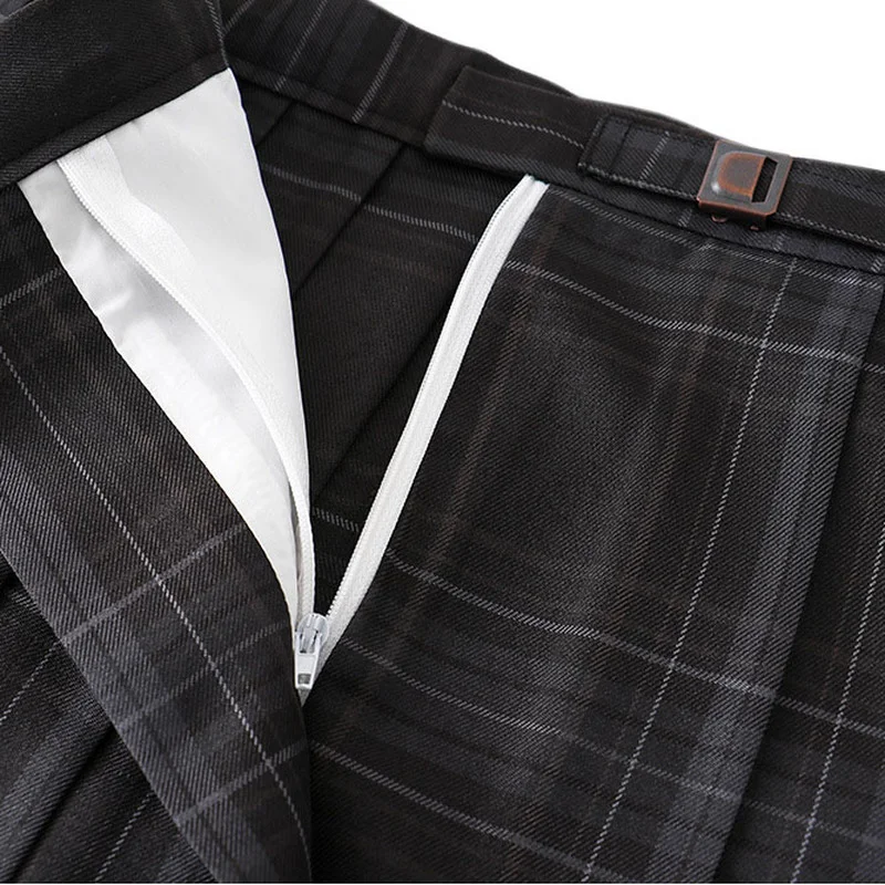 Japanese Style Pleated Skirts Women Preppy JK Uniform Mini High Waist Plaid Skirt Students Slim Summer Retro Faldas Personality