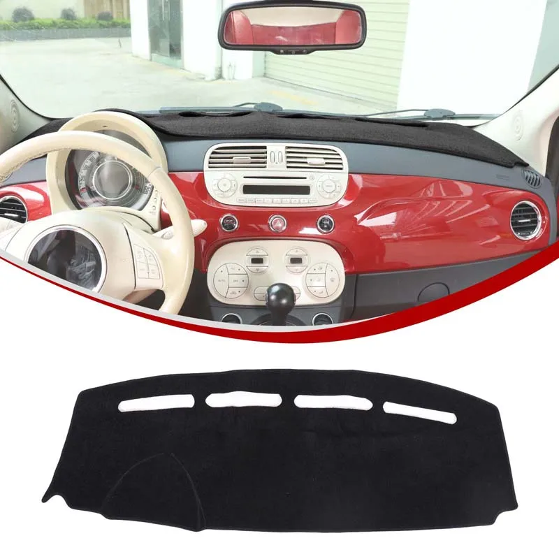 Dashboard Cover For 2008-2023 Fiat 500 Car Dashboard Sun Protection Mat Light-Proof Pad Center Console Sun Pad Car Accessories