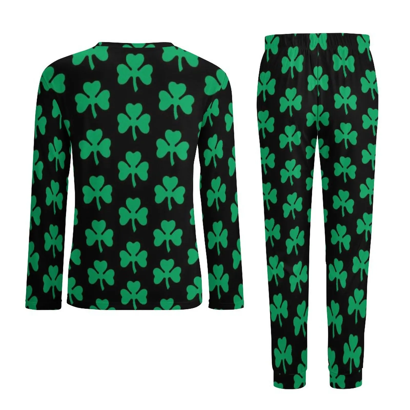 Conjuntos de pijama masculino manga comprida trevo verde irlandês, terno macio para casa, gráfico de quarto, dia de São Patrício, diário, 2 peças, 5XL