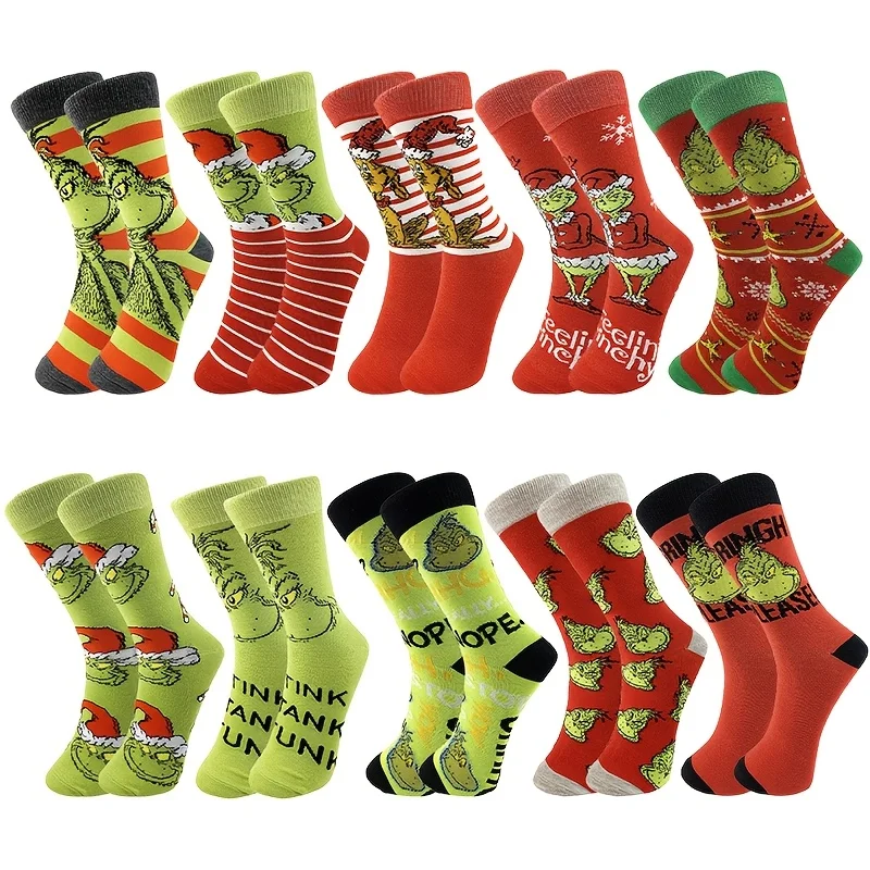 4 Pairs of Random Fashionable and Fun Women's Cotton Cartoon Graffiti High Socks Couple Hip-hop Street High-Quality Sports Socks
