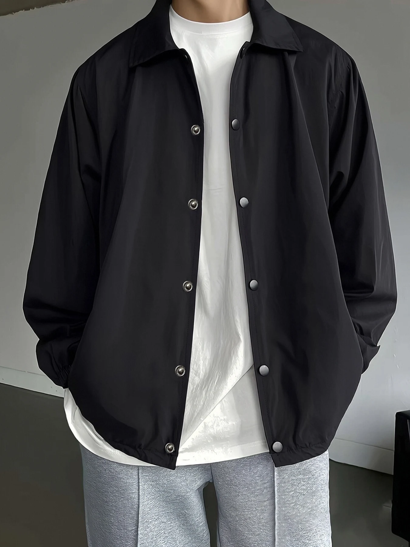 Veste à revers pour hommes, pour l'extérieur, décontractée, assortie avec tout, mode, couleur unie, 