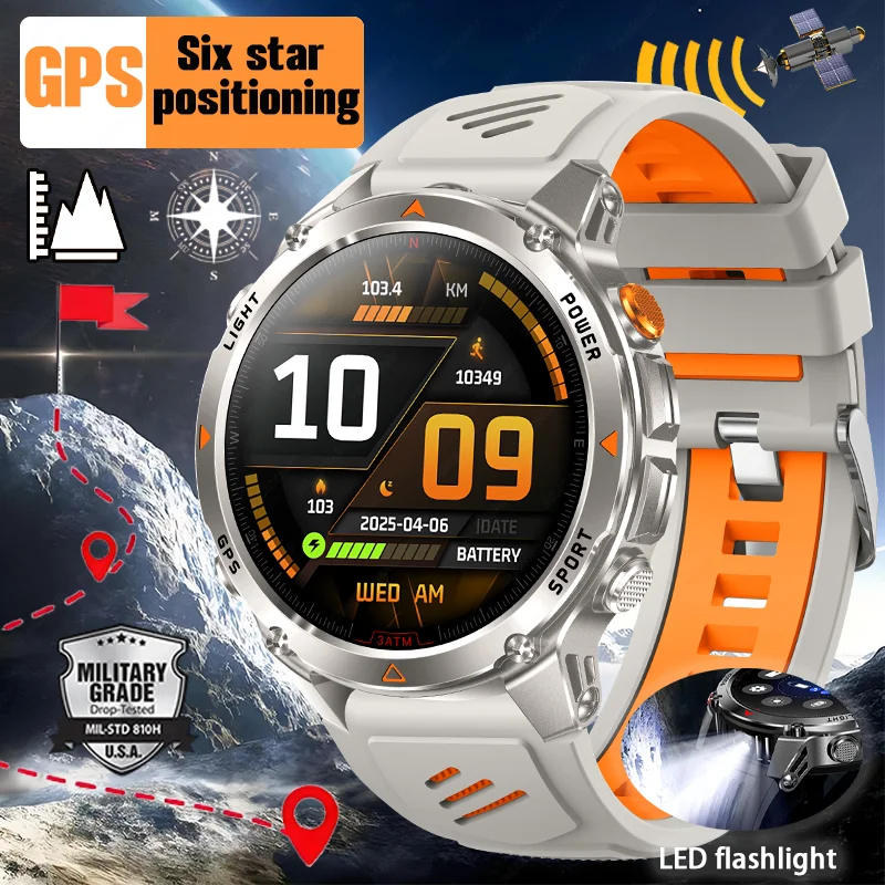 

Новинка 2023 года, военные умные часы с Bluetooth-вызовом, встроенный GPS-компас, барометрический высотомер, водонепроницаемые спортивные умные часы для мужчин