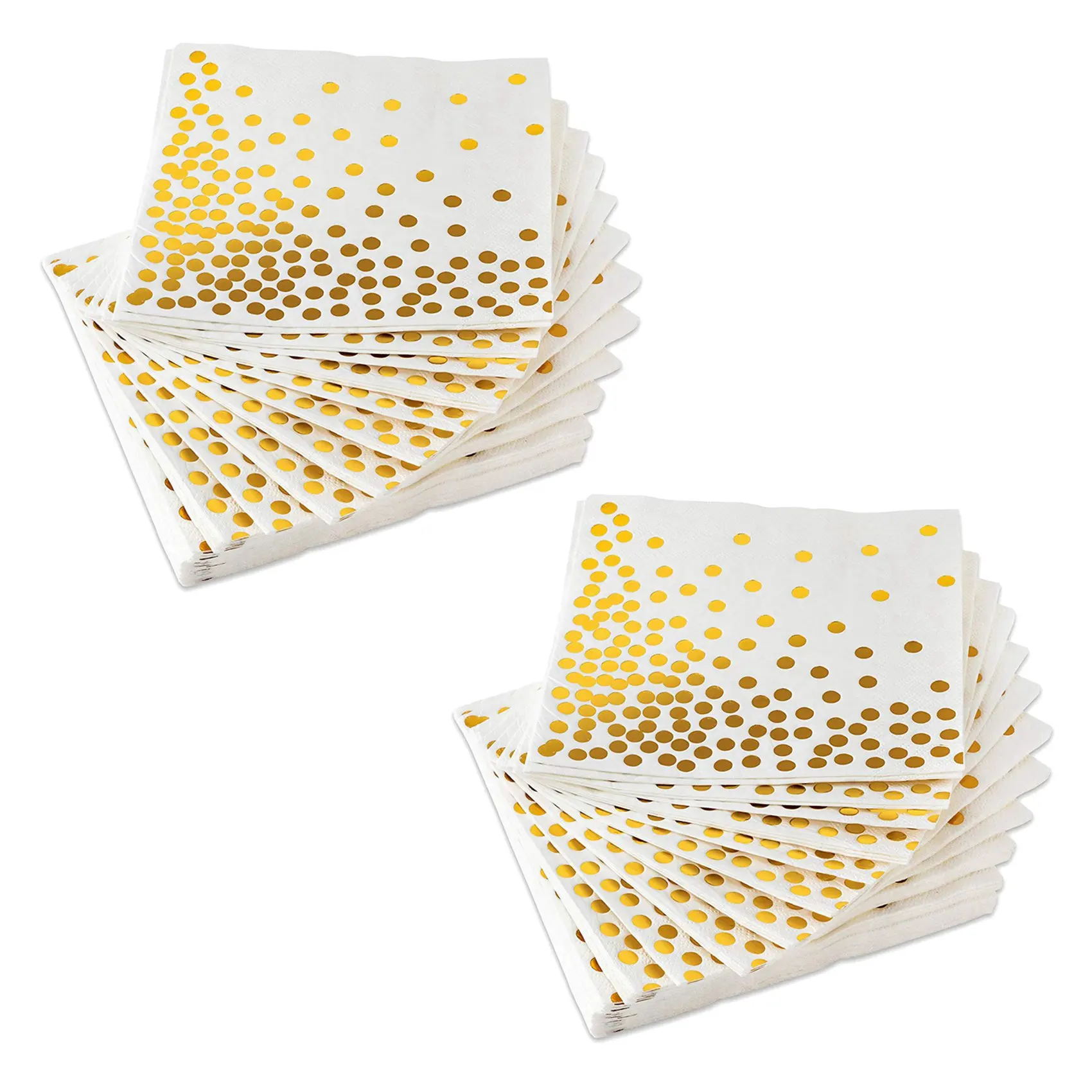 Gold Dot Cocktailservietten (100er-Pack) 3-lagige Papierservietten mit Goldfolien-Polka-Dots, perfekt für die Geburtstagsfeier