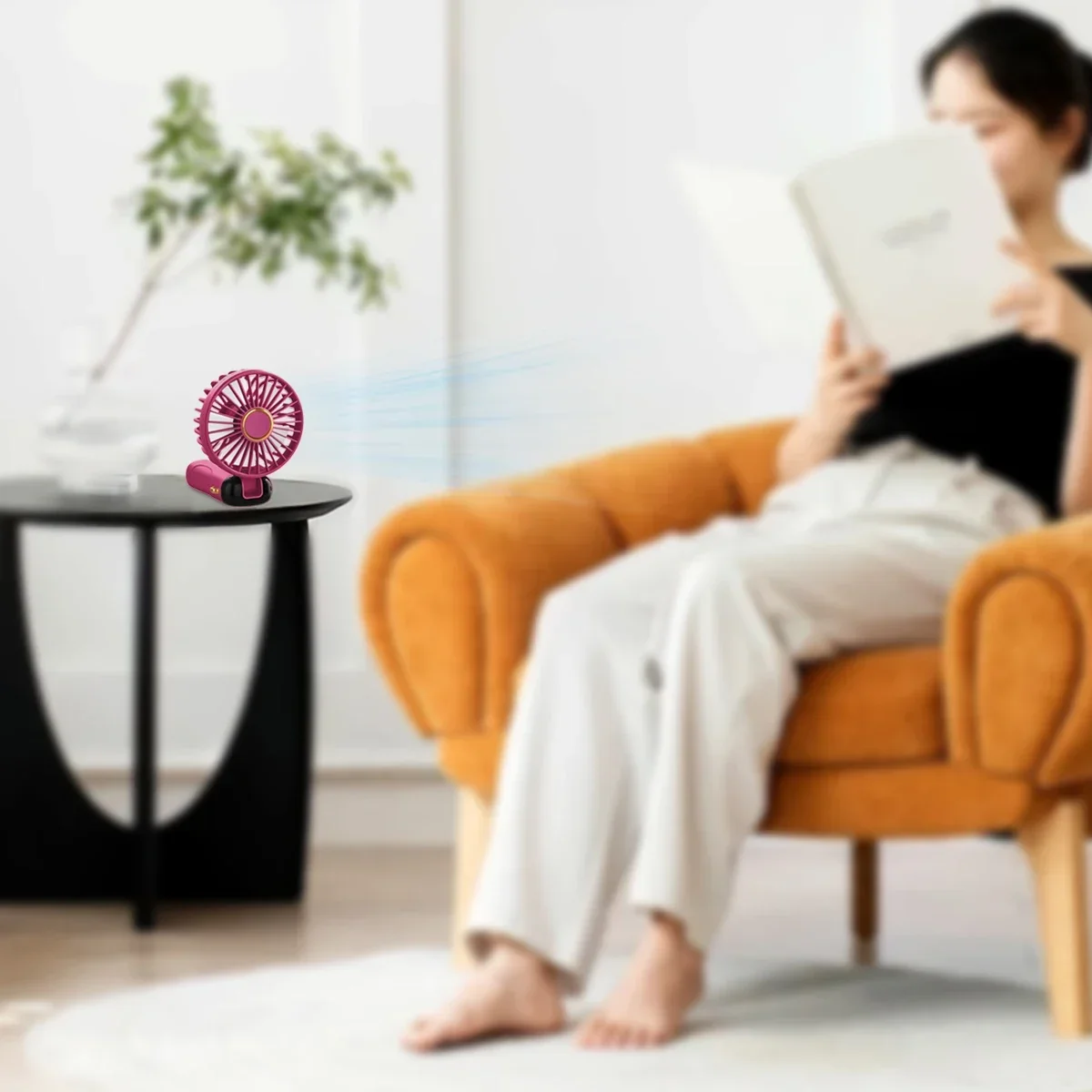 USB Rechargeable Handheld Fan 1200mAh 6 Speeds Foldable LED Light Blade Portable Mini Fan Personal Cooler for Home Gift