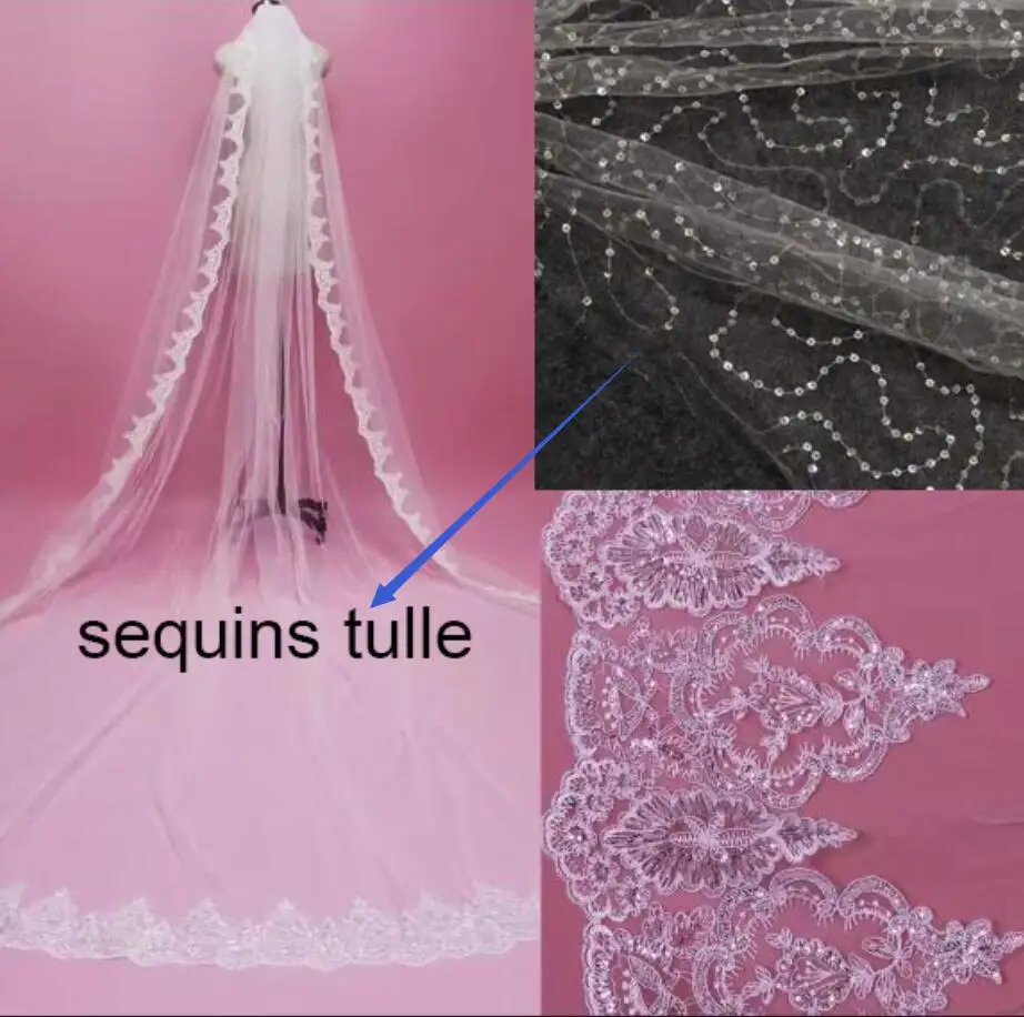 NV8019-ترتر، عرض 3M، تول ترتر، طرحة زفاف مشط عادي