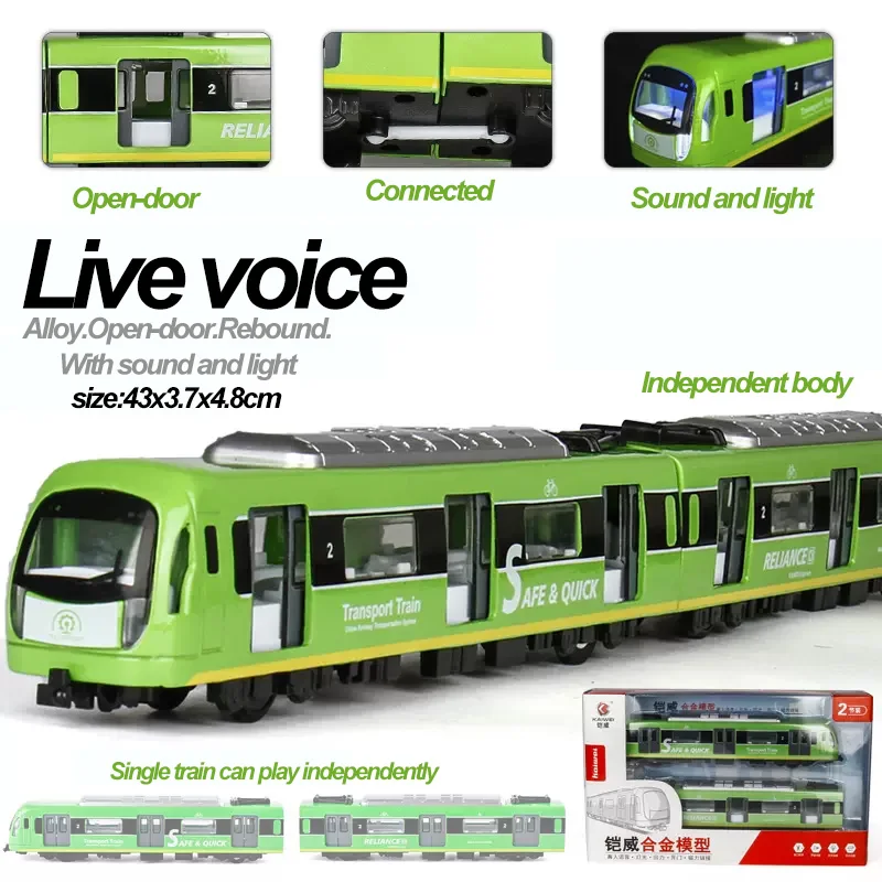 Alloy train toys with realistic design and high-quality sound and lighting metro model