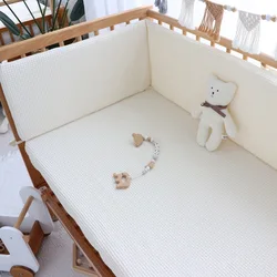 Waffled Cotton Baby Cot Bed Bumper for Crib One-piece Newborn Infant Kids Bed Fence Pillow Protector Cot Surround Bumpers