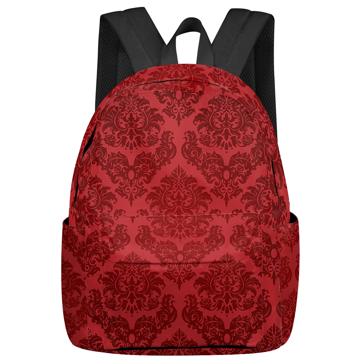 Red Baroque Texture Feminina Backpacks Teenagers Student School Bags Laptop Custom Backpack For Men Women Female Travel Mochila