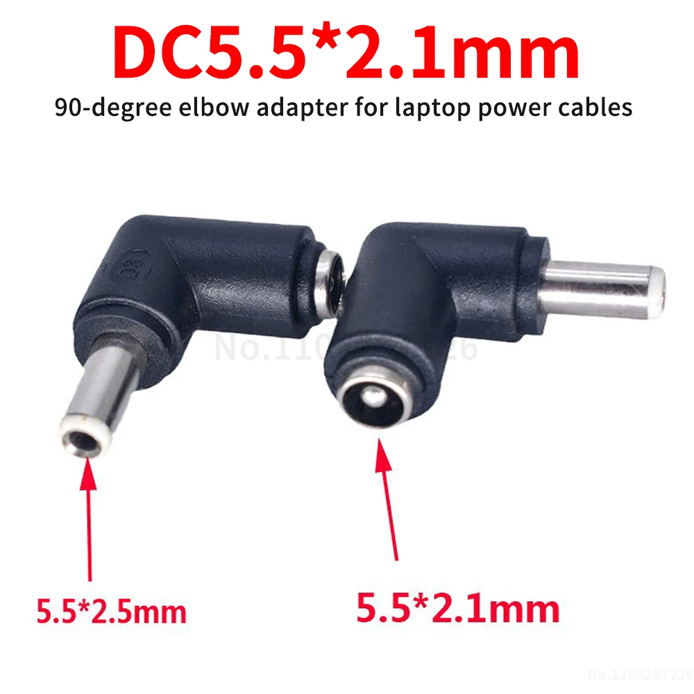 DC 5.5×2.1 mm female to 5.5×2.5 mm male laptop power adapter adapter 90-degree elbow (1 pcs)