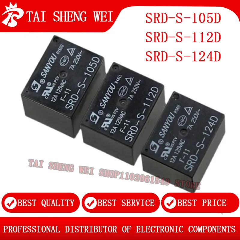 

5pcs Power Relay SRD-S-105D 12A 5PINS SRD-S-105DM 10A 4PINS 5VDC SRD-S-112D SRD-S-112DM 12VDC SRD-S-124D SRD-S-124DM 24VDC Relay