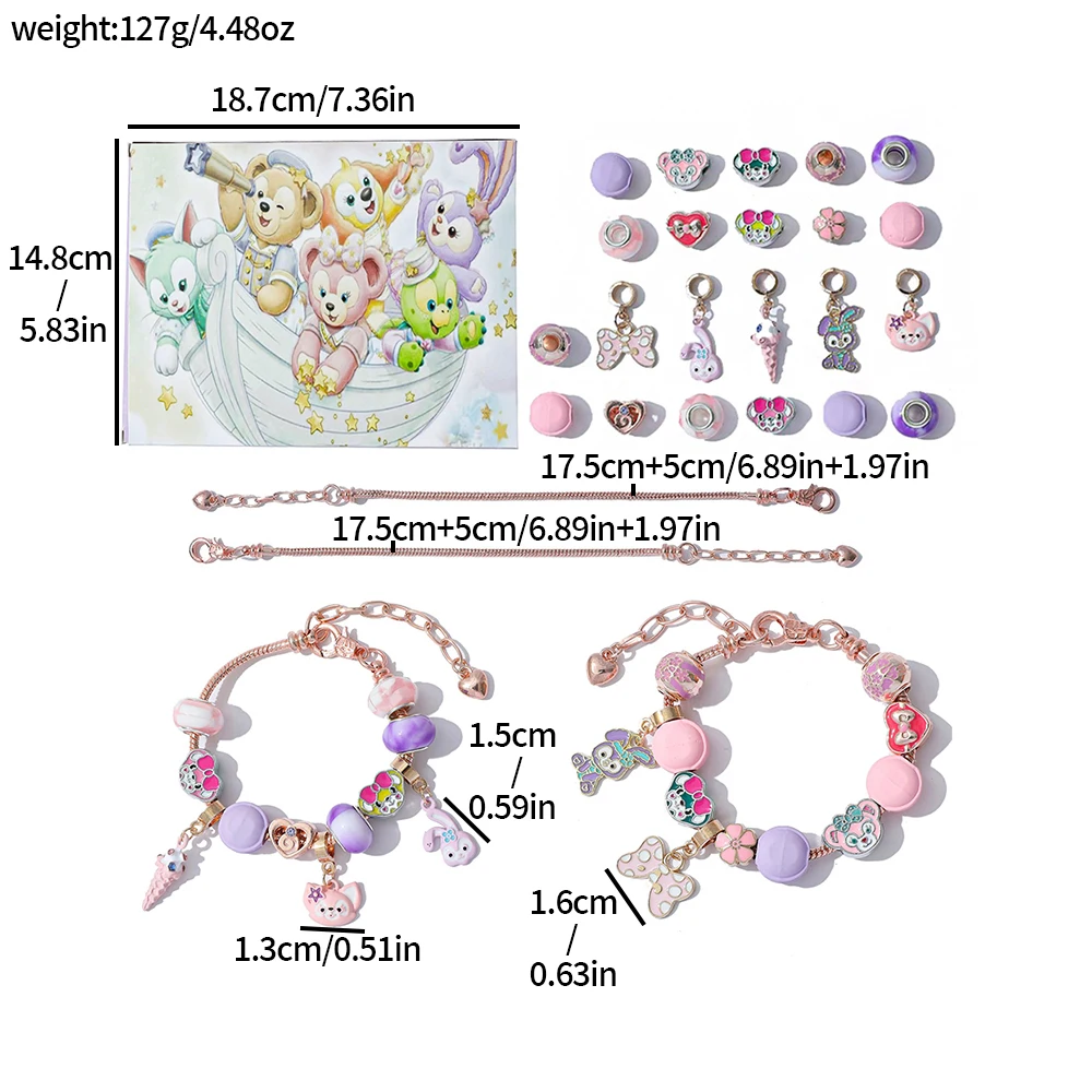 Disney Original Kawaii personaje Duffy Bear LinaBall colgante DIY cuentas caja ciega pulsera conjunto fiesta juguete para regalo hecho a mano