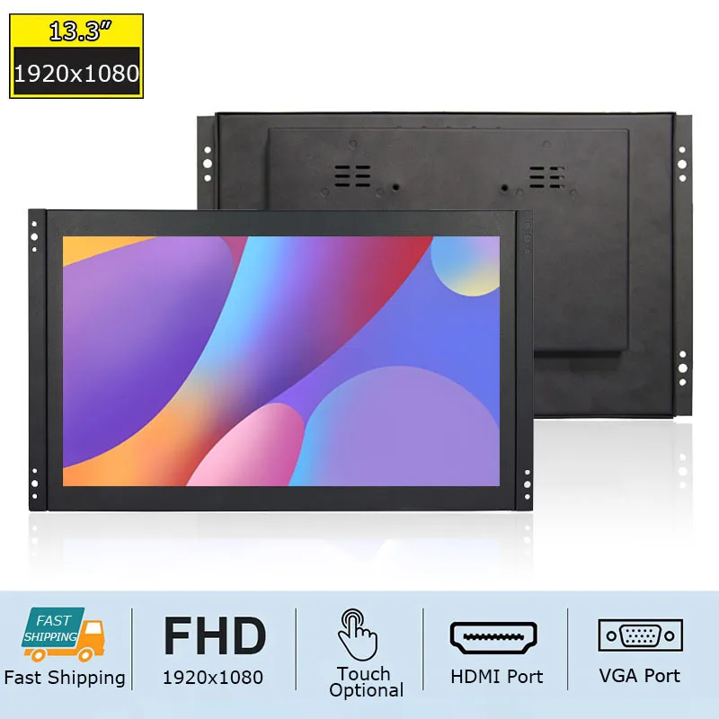 

13.3 Inch 1920x1080 Open Frame Wall Mounting Bracket Industrial Grade Touchscreen Monitor Resistive/Capacitive Optional