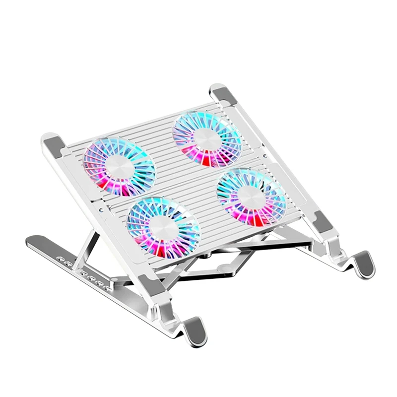 

Laptop Cooling Stand Foldable Laptop Cooling Pad With 4 RGB Silent Fans For Laptop Portable Cooler