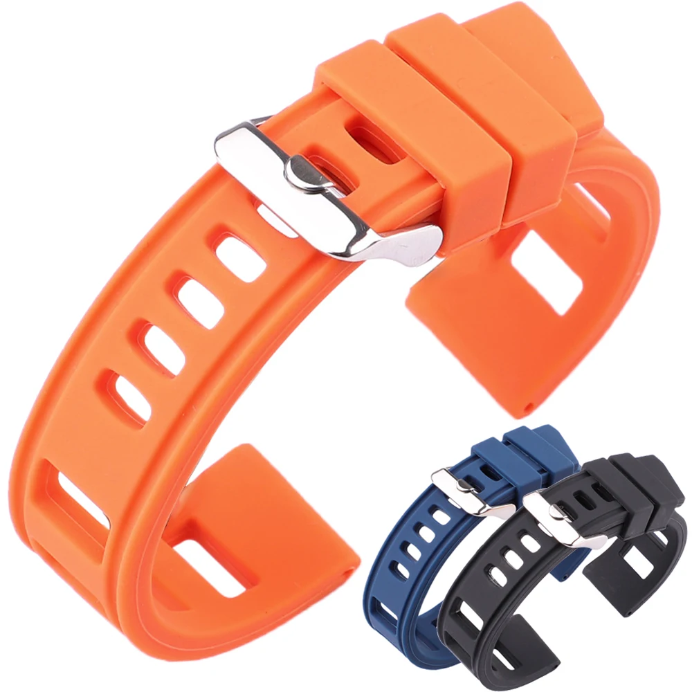 Gummi armband 20mm 22mm wasserdichtes Sport armband weiches Silikon armband polierte Schnalle für Männer Frauen Smartwatch