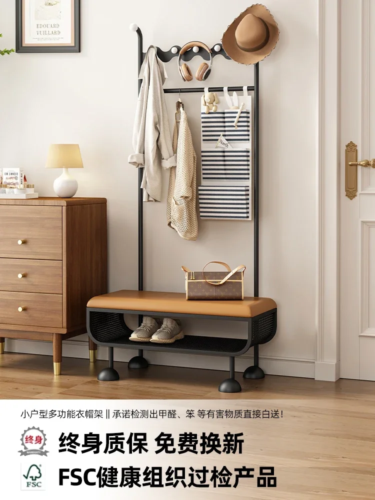 Shoe change stool hanging hanger at the entrance Integrated French retro home medieval entrance Small floor coat rack