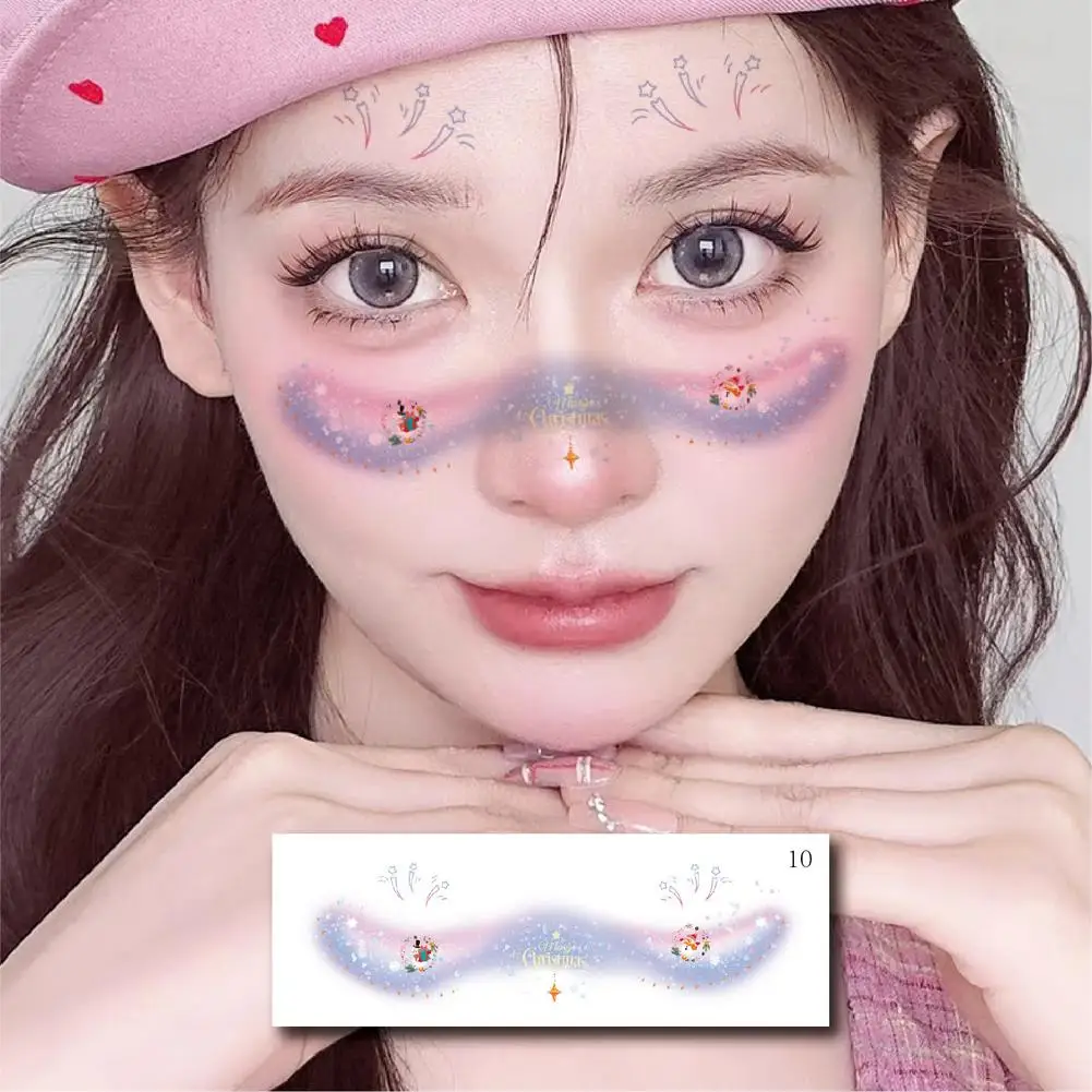 

Рождественский макияж, набор наклеек для лица, милый олень, Санта-Клаус, узор, временные татуировки для праздничной вечеринки, косплей O3Z1